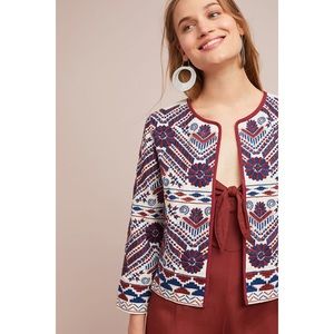 Anthropologie Greenwich Embroidered Jacket Size XS